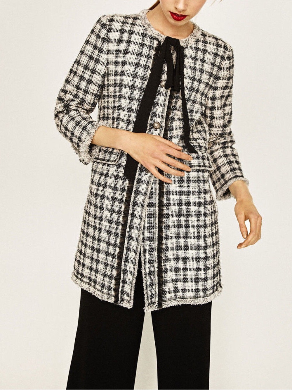 Zara Black and White Checkered  Coat